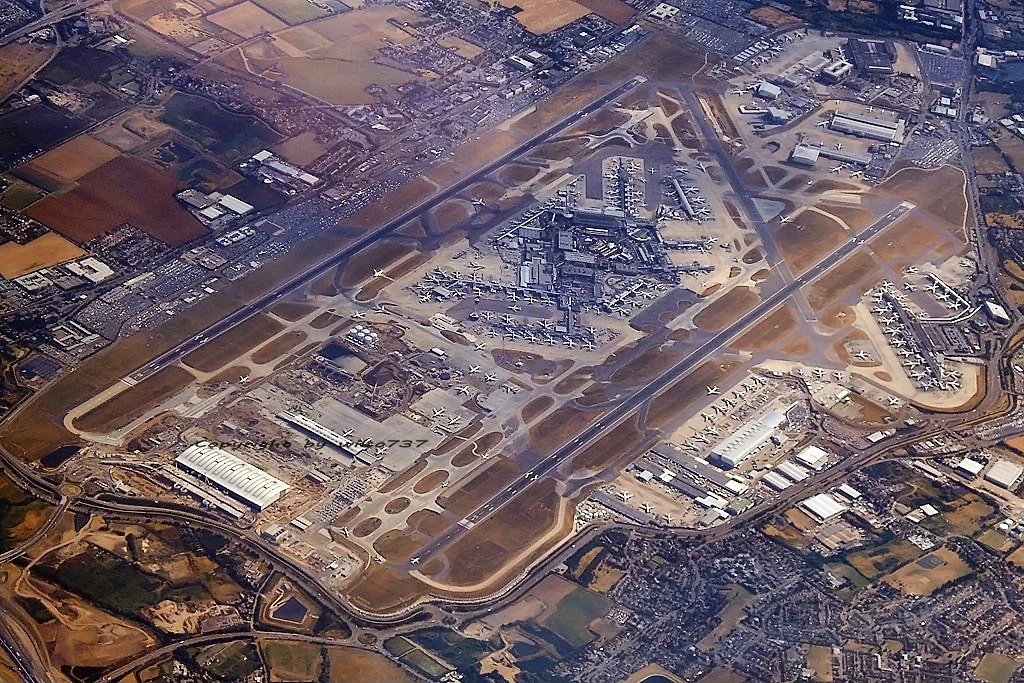 Vista aérea del aeropuerto de Heathrow, en Londres.